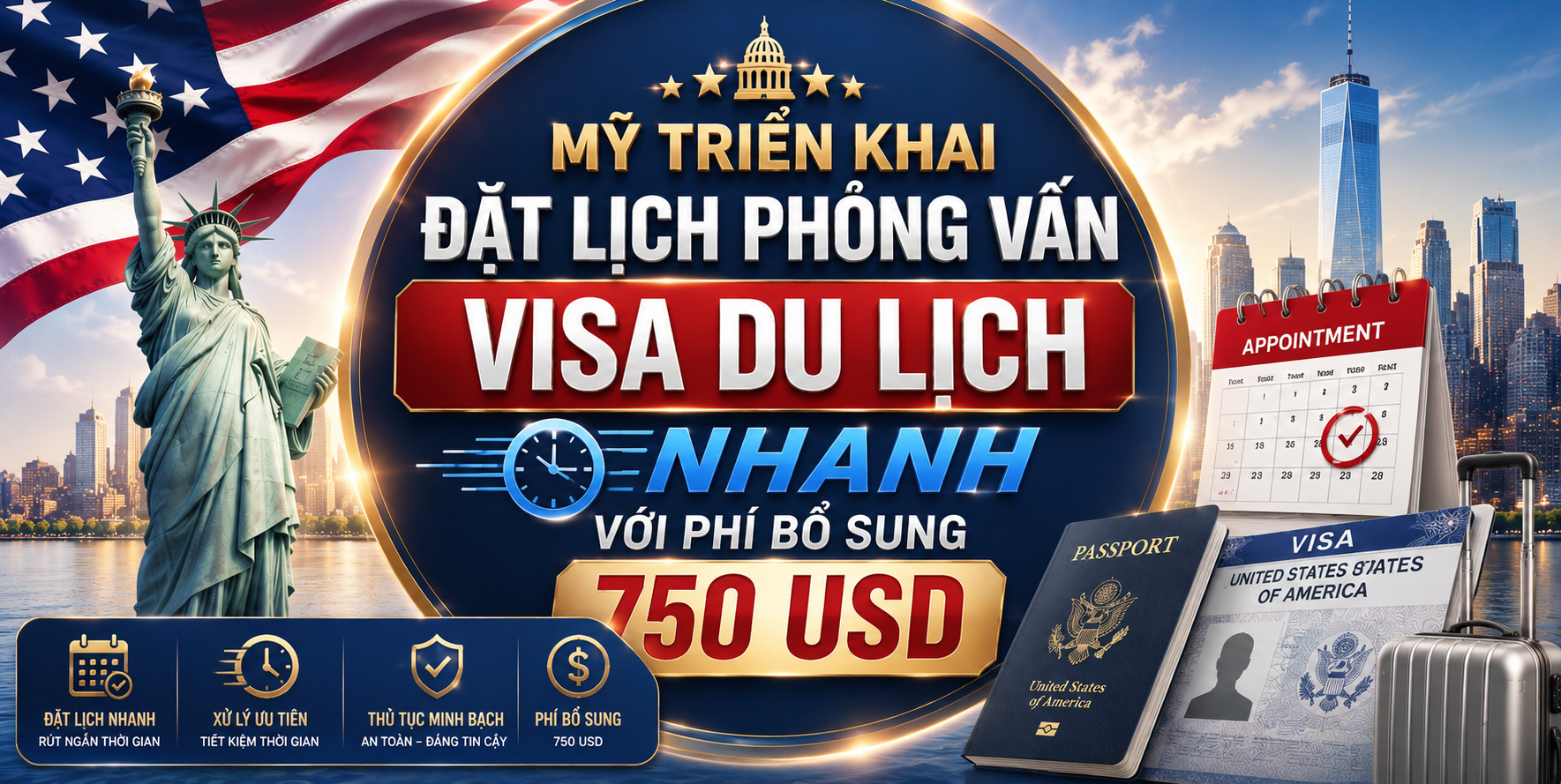 Mỹ triển khai đặt lịch phỏng vấn visa du lịch nhanh